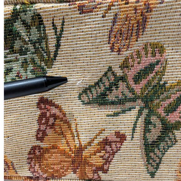 Vtg J Garden Butterfly Tapestry 14" Canvas Tote Bag Zipper Closure Reusable Bag - Picture 16 of 16